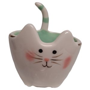 GREEN CAT Ceramic Ring Bowl Trinket Dish